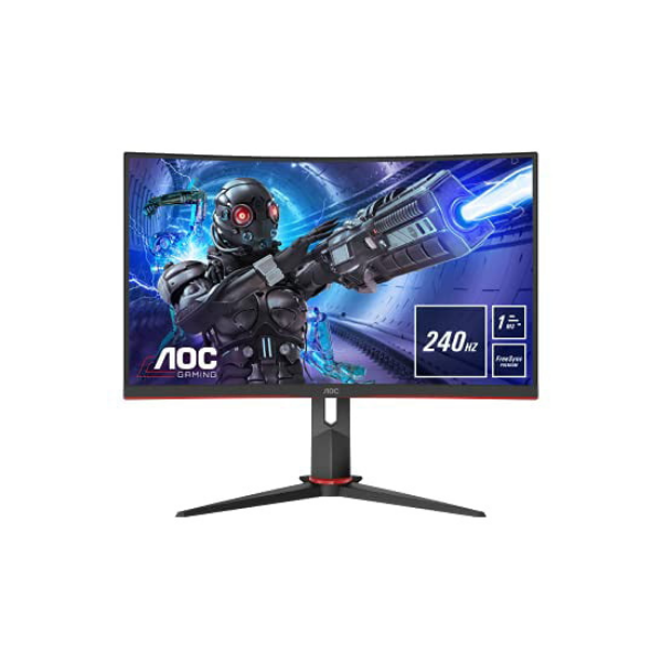 AOC C32G2ZE 32 Curved Frameless Gaming Monitor, Full HD 1920x1080, VA, 0.5ms 240Hz, AMD FreeSync Premium, DPHDMIVGA, VESA, 3-3-1 Re-Spawned Program