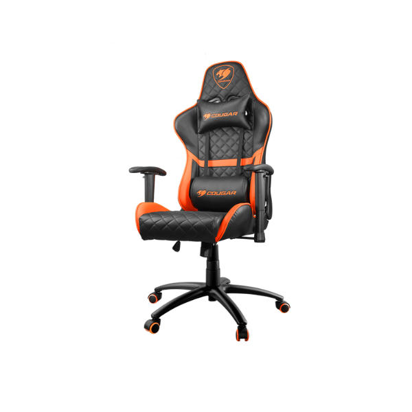 Cougar Armor One Gaming Chair with Reclining and Height Adjustment, Black and Orange