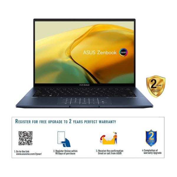 ASUS Zenbook 14 UX3402ZA-OLED1P5W (Ponder Blue), Slim Laptop, OLED, I5-1240P 8GB 512GB SSD, Win 11 Home, 14- Inch 2.8K (2880 X 1800)