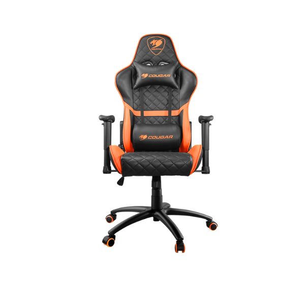 Cougar Armor One Gaming Chair with Reclining and Height Adjustment, Black and Orange