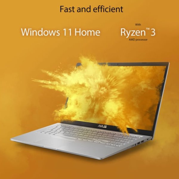 ASUS (2020) Laptop – AMD Ryzen 3-3250U / 15.6inch FHD / 4GB RAM / 256GB SSD / Shared AMD Radeon Graphics / Windows 11 Home / English & Arabic Keyboard / Silver / Middle East Version