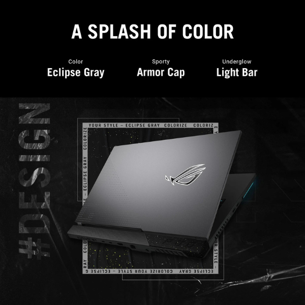 ASUS ROG STRIX G513RM-HQ017W | AMD Ryzen R9 6900HX 3.30Ghz, 16GB RAM, 1TB SSD, 15.6" WQHD 165Hz, 6GB NVIDIA GeForce RTX 3060, Wireless, Bluetooth, Windows 11 Home, Eng-Arabic Keyboard, Grey Color, 2 Years ASUS Warranty.
