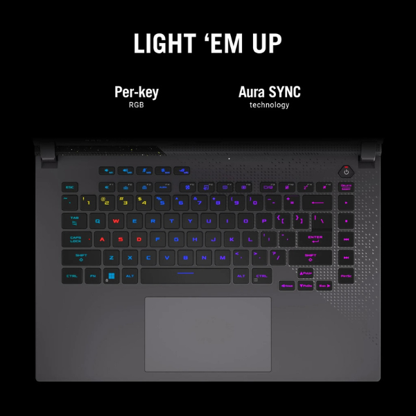 ASUS ROG STRIX G513RM-HQ017W | AMD Ryzen R9 6900HX 3.30Ghz, 16GB RAM, 1TB SSD, 15.6" WQHD 165Hz, 6GB NVIDIA GeForce RTX 3060, Wireless, Bluetooth, Windows 11 Home, Eng-Arabic Keyboard, Grey Color, 2 Years ASUS Warranty.