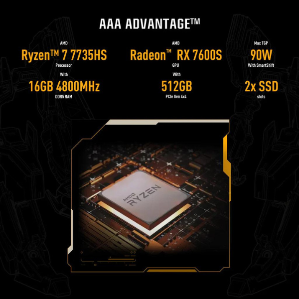 ASUS TUF GAMING A16 FA617NS-N3002W | RYZEN 7 7735HS, 16GB RAM, 512GB SSD, 16" WUXGA 165Hz, 8GB AMD Radeon RX7600S, Win11 Home, Eng-Arab Keyboard, Black, 2 Years ASUS Warranty.