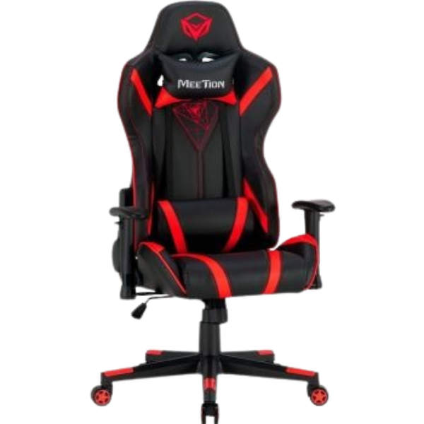 Meetion CHR15 Imitation Leather Adjustable Handrail and 180-Degree Reclining, Scalable Foot Rest Gaming Chair - Red