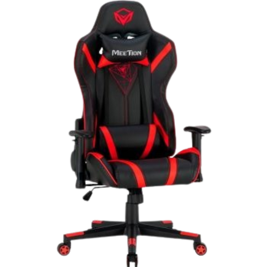 Meetion CHR15 Imitation Leather Adjustable Handrail and 180-Degree Reclining, Scalable Foot Rest Gaming Chair - Red