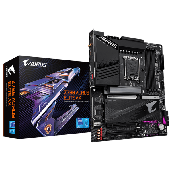 Gigabyte Z790 Aorus Elite AX Rev1 DDR4 ATX Motherboard, LGA1700 Socket, Z790 Chipset, Realtek 2.5GbE LAN, Wi-Fi 6E, Bluetooth, PCIE 5 x16 Slot, M.2 Connector, EZ-Latch Plus