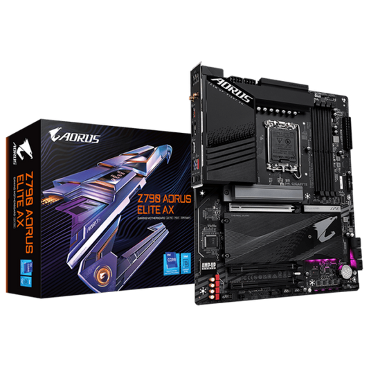 Gigabyte Z790 Aorus Elite AX Rev1 DDR4 ATX Motherboard, LGA1700 Socket, Z790 Chipset, Realtek 2.5GbE LAN, Wi-Fi 6E, Bluetooth, PCIE 5 x16 Slot, M.2 Connector, EZ-Latch Plus