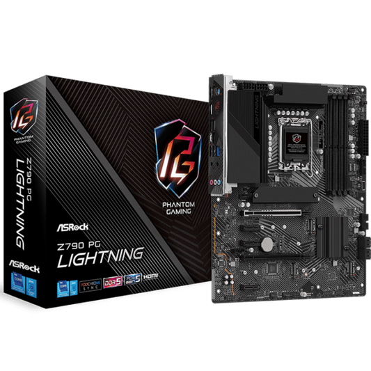 ASRock Z790 PG Lightning / D4 LGA1700 ATX Motherboard, Intel Z790 Chipset,4x 2 Channel DDR4, Realtek 2.5 LAN, 1x PCIe 5.0 x16, M.2 SATA3 6.0 Gb/s, 1xHDMI, 1xPS/2, USB 3.2/2.0