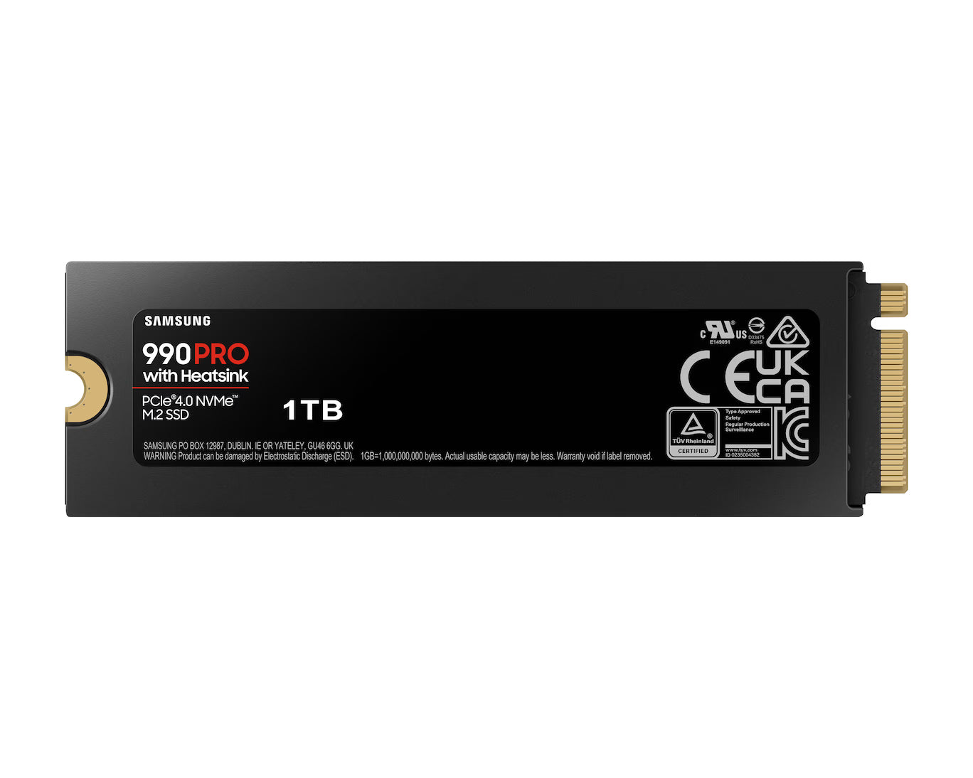 Samsung 990 PRO 1TB PCIe Gen4 NVMe M.2 SSD with Heatsink – Up to 7,450MB/s High Performance Storage