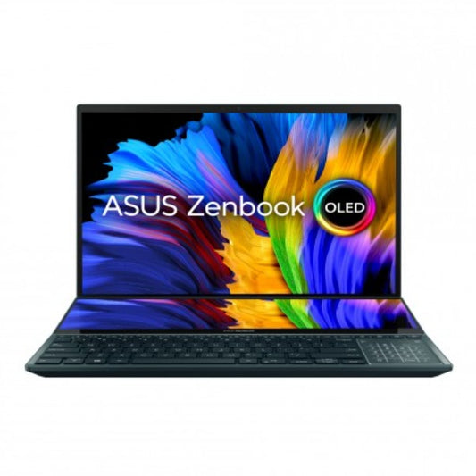 ASUS ZENBOOK PRO DUO UX582ZW-OLED209W | Intel Core i9-12900H 1.80 Gz, 32GB RAM, 1TB SSD, 8GB NVIDIA RTX 3070TI, 15.6" 4K UHD OLED Touchscreen, 14" 4K Screenpad, WiFI, Bluetooth, Camera, Win 11 Home, Eng-Arb Keyboard, Blue Color+ASUS Sleeve & Stylus Pen
