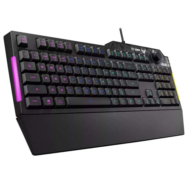ASUS TUF Gaming K1 RGB keyboard with dedicated volume knob, spill-resistance, side light bar and Armoury Crate