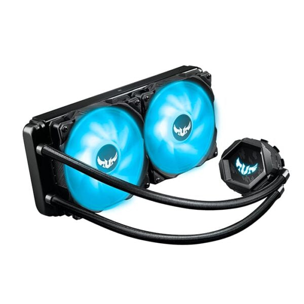 Asus Tuf Gaming LC 240 ARGB Liquid CPU Cooler, Aura Sync Support, 120mm PWM Fan, Sleeved Rubber Tube, 2000 RPM Speed, 67 CFM Airflow, Black