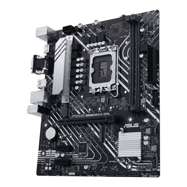 Asus Prime B660M-K D4 Intel® B660 (LGA 1700) mATX motherboard with PCIe® 4.0, two M.2 slots, DDR4, HDMI®, D-Sub, Realtek 1Gb Ethernet, front USB 3.2 Gen 1, ASUS Lighting Control