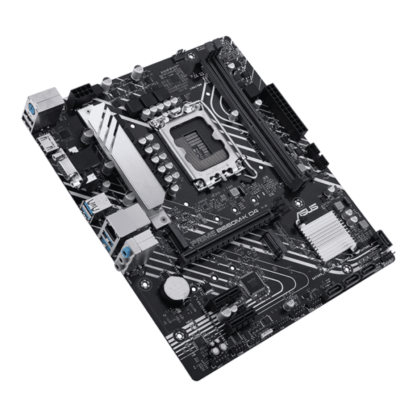 Asus Prime B660M-K D4 Intel® B660 (LGA 1700) mATX motherboard with PCIe® 4.0, two M.2 slots, DDR4, HDMI®, D-Sub, Realtek 1Gb Ethernet, front USB 3.2 Gen 1, ASUS Lighting Control