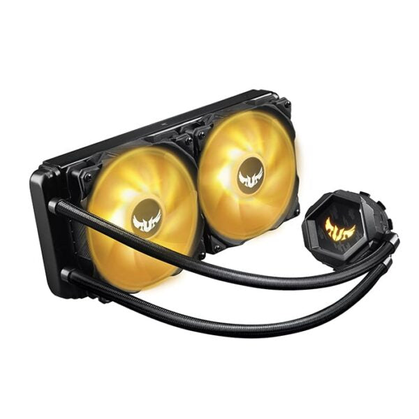 Asus Tuf Gaming LC 240 ARGB Liquid CPU Cooler, Aura Sync Support, 120mm PWM Fan, Sleeved Rubber Tube, 2000 RPM Speed, 67 CFM Airflow, Black