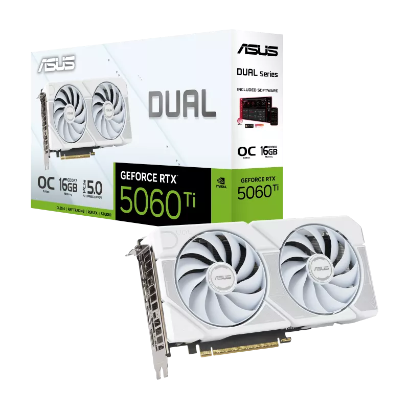 ASUS Dual GeForce RTX 5060 Ti White OC Edition 16GB GDDR7 Graphics Card
