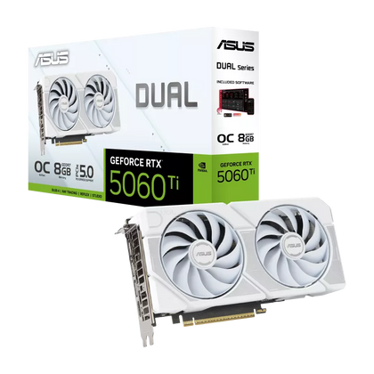 ASUS Dual GeForce RTX 5060 Ti White OC Edition 8GB GDDR7 Graphics Card