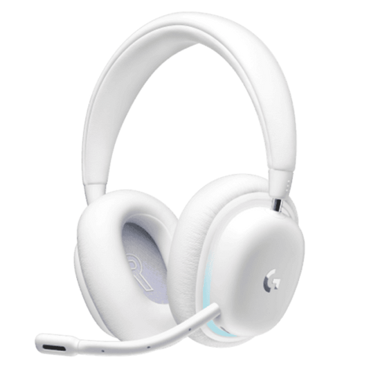 Logitech G735 Wireless On-Ear Headphones, LightsCyan RGB Customizable Lighting, LED Flashlights, Bluetooth 3.5mm Aux Compatible with PC and Mobile Devices, Detachable Microphone – Mist White