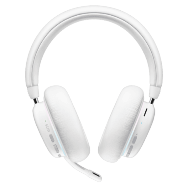 Logitech G735 Wireless On-Ear Headphones, LightsCyan RGB Customizable Lighting, LED Flashlights, Bluetooth 3.5mm Aux Compatible with PC and Mobile Devices, Detachable Microphone – Mist White