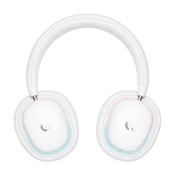 Logitech G735 Wireless On-Ear Headphones, LightsCyan RGB Customizable Lighting, LED Flashlights, Bluetooth 3.5mm Aux Compatible with PC and Mobile Devices, Detachable Microphone – Mist White