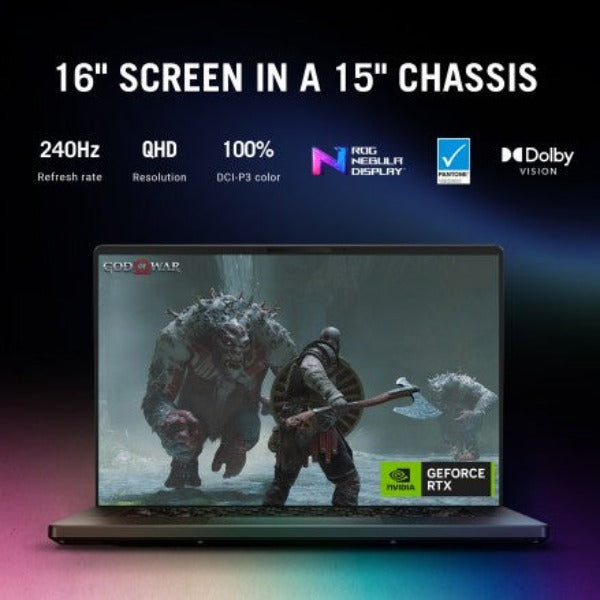 ROG Zephyrus G16 GU603ZV-N4014W (Eclipse Gray) Gaming Laptop, I7-12700H 16GB 1TB SSD, NV RTX4060 8GB VRAM, WIN11 HOME, 16-inch (2560 x 1600) 16:10, 240Hz, HD Webcam, Backlit-RGB-Eng-Arb-KB
