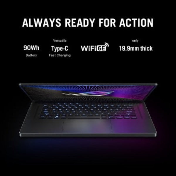 ROG Zephyrus G16 GU603ZV-N4014W (Eclipse Gray) Gaming Laptop, I7-12700H 16GB 1TB SSD, NV RTX4060 8GB VRAM, WIN11 HOME, 16-inch (2560 x 1600) 16:10, 240Hz, HD Webcam, Backlit-RGB-Eng-Arb-KB