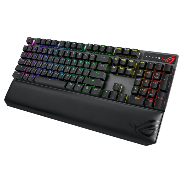 ROG Strix Scope NX RGB Wireless Deluxe gaming mechanical keyboard with tri-mode connectivity, ROG NX Red/ Blue/ Brown mechanical switches, PBT keycaps, aluminum frame, magnetic wrist rest & extended Ctrl key for FPS precision