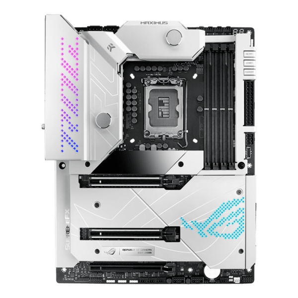 ASUS ROG Maximus Z690 FormulaIntel® Z690 ATX motherboard with 20+1 power stages, DDR5, Five M.2, USB 3.2 Gen 2x2 front-panel connector, Dual Thunderbolt™ 4, PCIe® 5.0, Onboard WiFi 6E, 10 Gb Ethernet and Aura Sync RGB lighting
