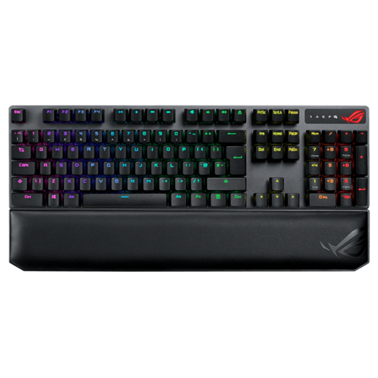 ROG Strix Scope NX RGB Wireless Deluxe gaming mechanical keyboard with tri-mode connectivity, ROG NX Red/ Blue/ Brown mechanical switches, PBT keycaps, aluminum frame, magnetic wrist rest & extended Ctrl key for FPS precision