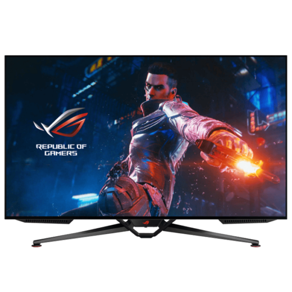 ROG Swift OLED PG42UQ gaming monitor – 41.5-inch 4K, OLED, 138Hz (overclocked), 0.1 ms (GTG), G-SYNC® compatible, anti-glare micro-texture coating, custom heatsink, uniform brightness, 98% DCI-P3, true 10-bit, HDMI® 2.1, DisplayPort™ 1.4