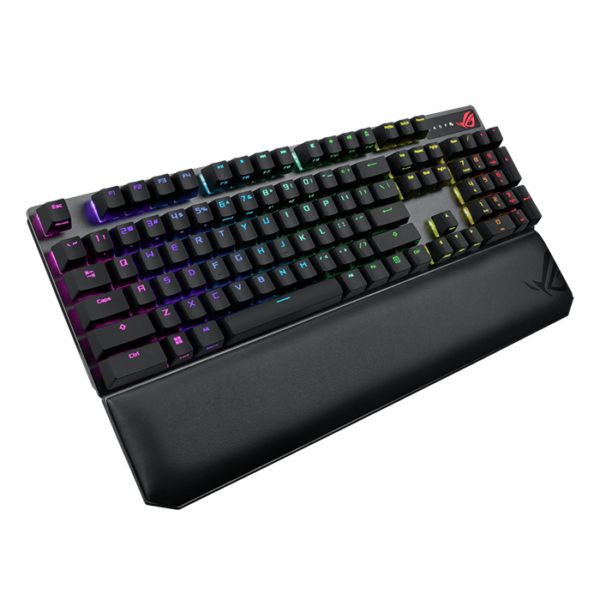 ROG Strix Scope NX RGB Wireless Deluxe gaming mechanical keyboard with tri-mode connectivity, ROG NX Red/ Blue/ Brown mechanical switches, PBT keycaps, aluminum frame, magnetic wrist rest & extended Ctrl key for FPS precision