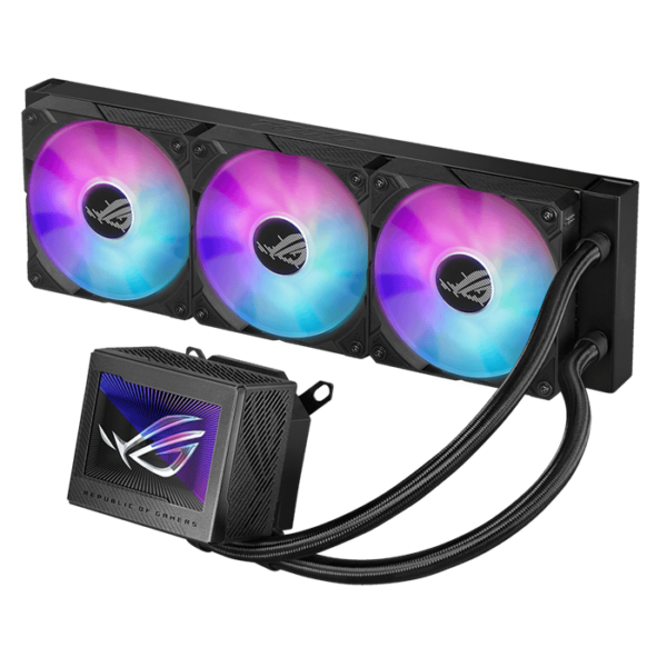 ASUS ROG RYUJIN III 360 ARGB Liquid CPU Cooler, 360mm Radiator, 3.5″ Full Color LCD, 3x 120mm Magnetic Daisy-chainable Fan, 21.08 CFM Airflow, 2200 RPM Speed, PWM/ DC Control, Black
