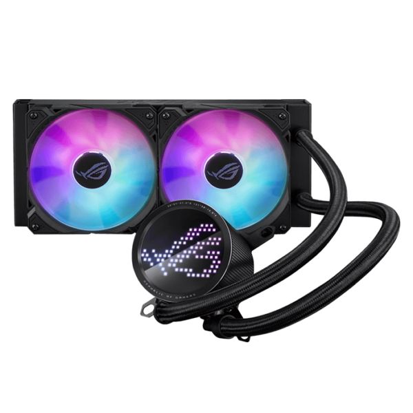 ASUS ROG Ryuo III 240 all-in-one CPU liquid color with Asetek 8th gen pump solution, Anime Matrix LED Display and ROG ARGB cooling fans