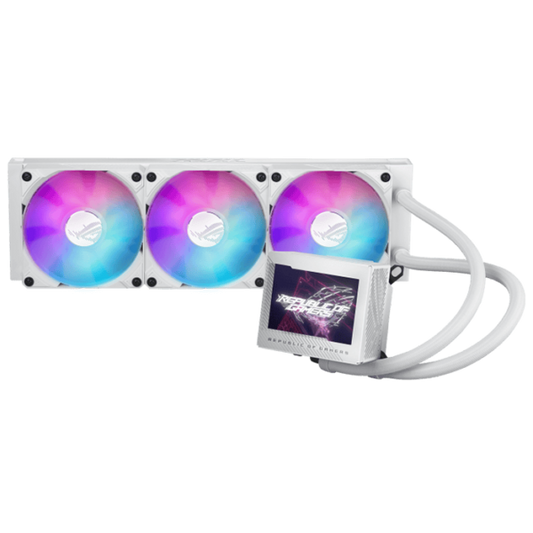 ASUS ROG RYUJIN III 360 ARGB Liquid CPU Cooler, 360mm Radiator, 3.5″ Full Color LCD, 3x 120mm Magnetic Daisy-chainable Fan, 21.08 CFM Airflow, 2200 RPM Speed, PWM/ DC Control, White