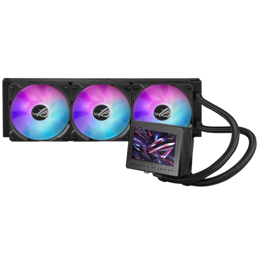 ASUS ROG RYUJIN III 360 ARGB Liquid CPU Cooler, 360mm Radiator, 3.5″ Full Color LCD, 3x 120mm Magnetic Daisy-chainable Fan, 21.08 CFM Airflow, 2200 RPM Speed, PWM/ DC Control, Black