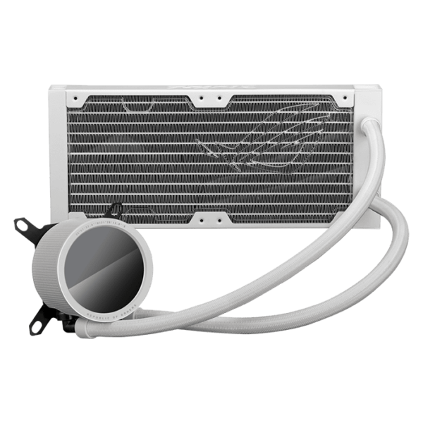 ASUS ROG Ryuo III 240 white edition all-in-one liquid CPU cooler with Asetek 8th gen pump solution, Anime Matrix LED Display and ROG ARGB cooling fans