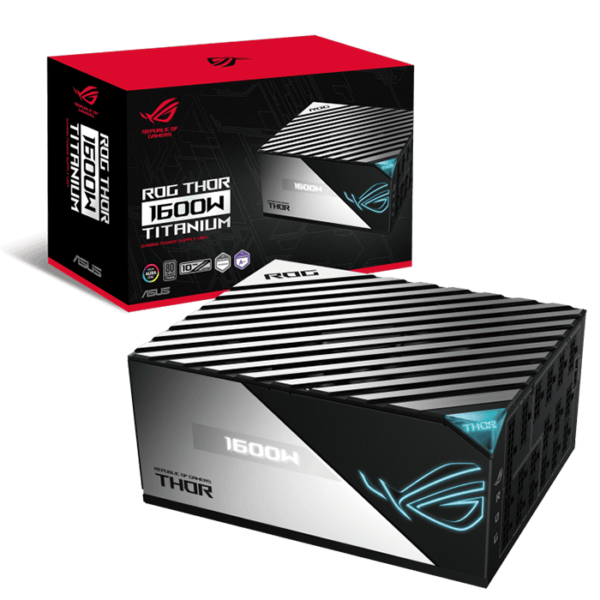 Asus ROG Thor 1600W ATX Power Supply Unit, With Aura Sync & OLED Display, 80 Plus Titanium Certification, Modular