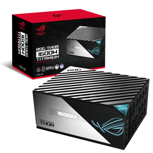 Asus ROG Thor 1600W ATX Power Supply Unit, With Aura Sync & OLED Display, 80 Plus Titanium Certification, Modular