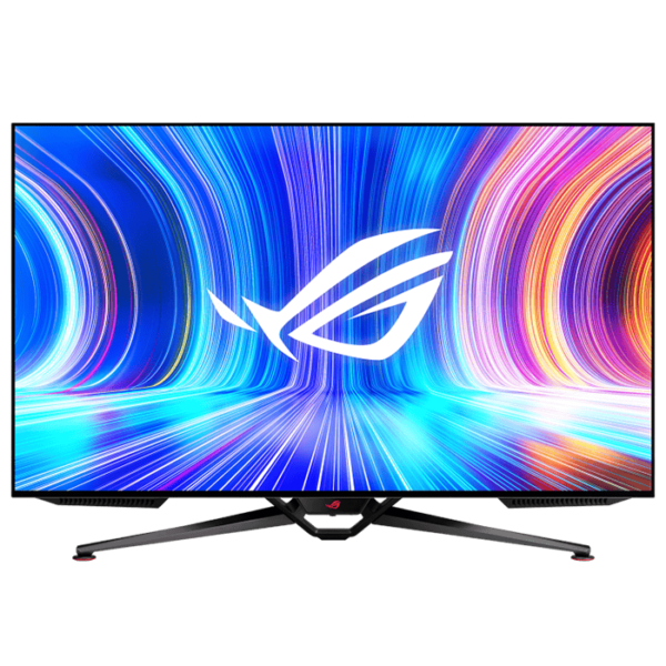 ROG Swift OLED PG42UQ gaming monitor – 41.5-inch 4K, OLED, 138Hz (overclocked), 0.1 ms (GTG), G-SYNC® compatible, anti-glare micro-texture coating, custom heatsink, uniform brightness, 98% DCI-P3, true 10-bit, HDMI® 2.1, DisplayPort™ 1.4