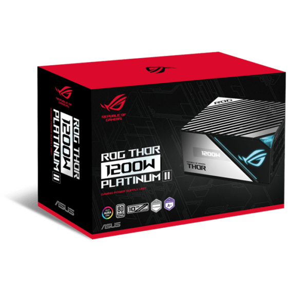 Asus Rog Thor 1200W Platinum II ATX Power Supply Unit, 80 Plus Platinum Efficiency, ARGB Aura Sync, 100-240Vac AC Input Range, 1200W Total Output