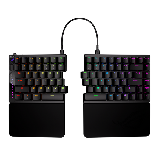 ASUS ROG Falcata Split Wireless Magnetic Gaming Keyboard – 75% Ergonomic Split Layout, HFX V2 Hall Effect Switches, 8000Hz