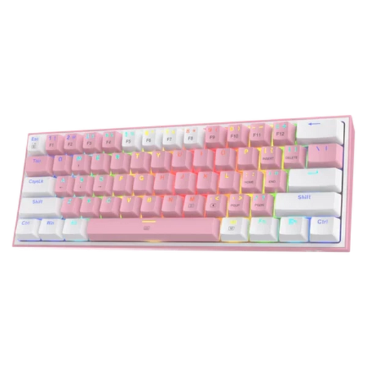 Redragon Fizz rainbow, wired keyboard,blue switch, 61 Keys, White/Pink