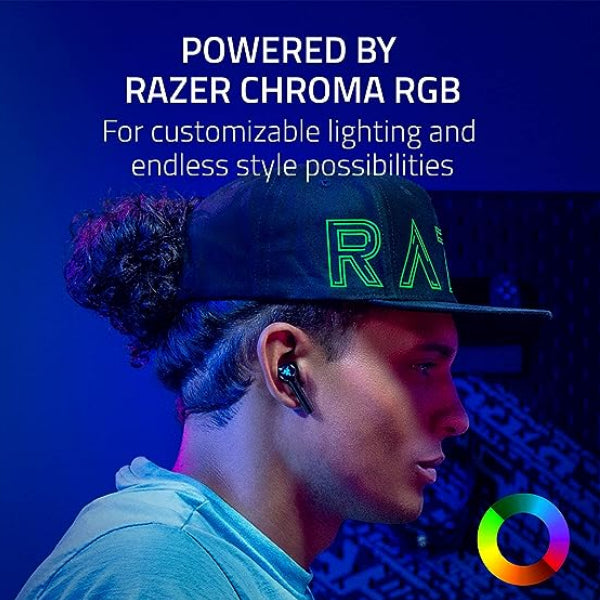 Razer New Hammerhead Pro HyperSpeed Wireless Gaming Earbuds for PC, Playstation, Switch, Mobile: Adjustable ANC - Fast Wireless Charging Case - 30 Hr Battery - Bluetooth 5.3 - Chroma RGB - Black
