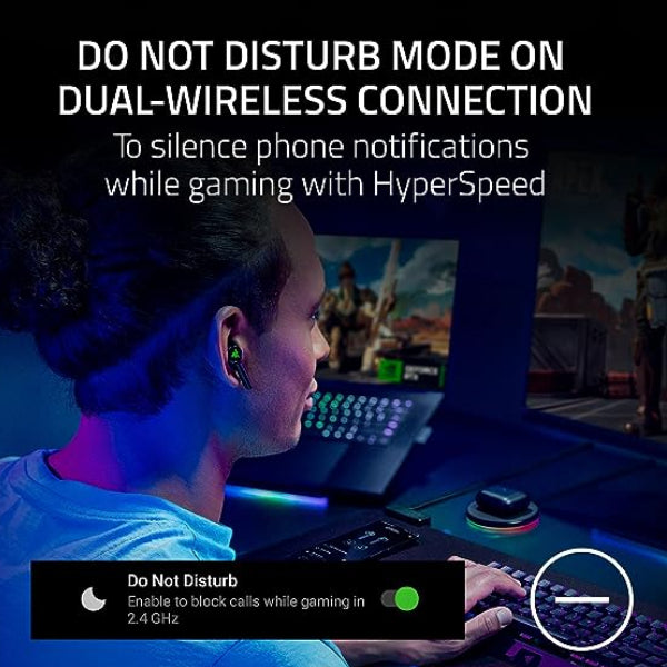 Razer New Hammerhead Pro HyperSpeed Wireless Gaming Earbuds for PC, Playstation, Switch, Mobile: Adjustable ANC - Fast Wireless Charging Case - 30 Hr Battery - Bluetooth 5.3 - Chroma RGB - Black