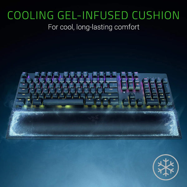 Razer Ergonomic Wrist Rest Pro for Full-Sized Keyboards Cooling Gel Infused Anti-Slip Rubber Base Angled Incline Classic Black RC21-01470100-R3M1