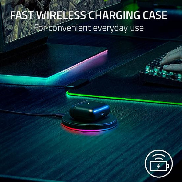Razer New Hammerhead Pro HyperSpeed Wireless Gaming Earbuds for PC, Playstation, Switch, Mobile: Adjustable ANC - Fast Wireless Charging Case - 30 Hr Battery - Bluetooth 5.3 - Chroma RGB - Black