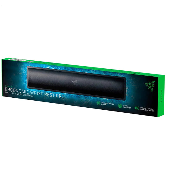 Razer Ergonomic Wrist Rest Pro for Full-Sized Keyboards Cooling Gel Infused Anti-Slip Rubber Base Angled Incline Classic Black RC21-01470100-R3M1
