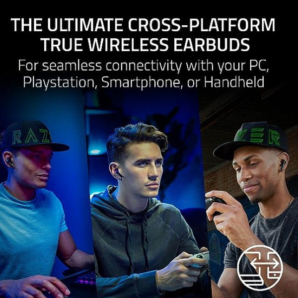 Razer New Hammerhead Pro HyperSpeed Wireless Gaming Earbuds for PC, Playstation, Switch, Mobile: Adjustable ANC - Fast Wireless Charging Case - 30 Hr Battery - Bluetooth 5.3 - Chroma RGB - Black