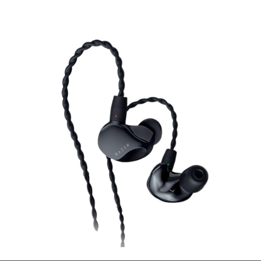 Razer Moray in-Ear Monitor for Streaming: Hybrid Dual Driver Acoustic Design - Ergonomic Low Profile Shape - Passive Noice Isolation - Braided Over-Ear Wires - Custom Ear Tips & Carrying Case - Black